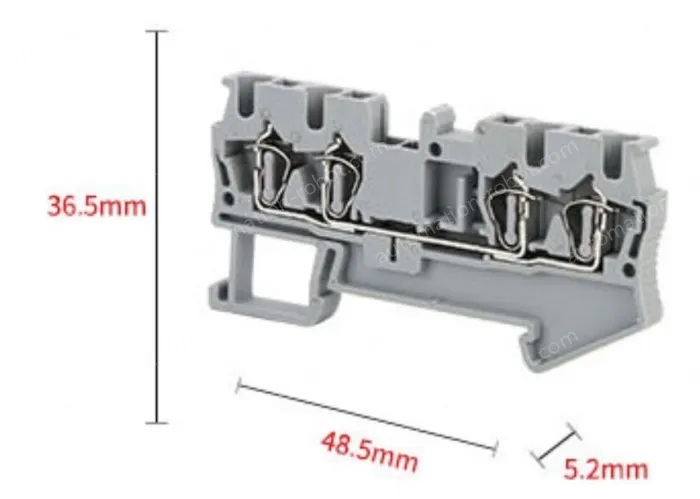 ST2.5-QUATTRO Yellow & Green Spring Terminal Blocks DIN rail type in-line terminal blocks